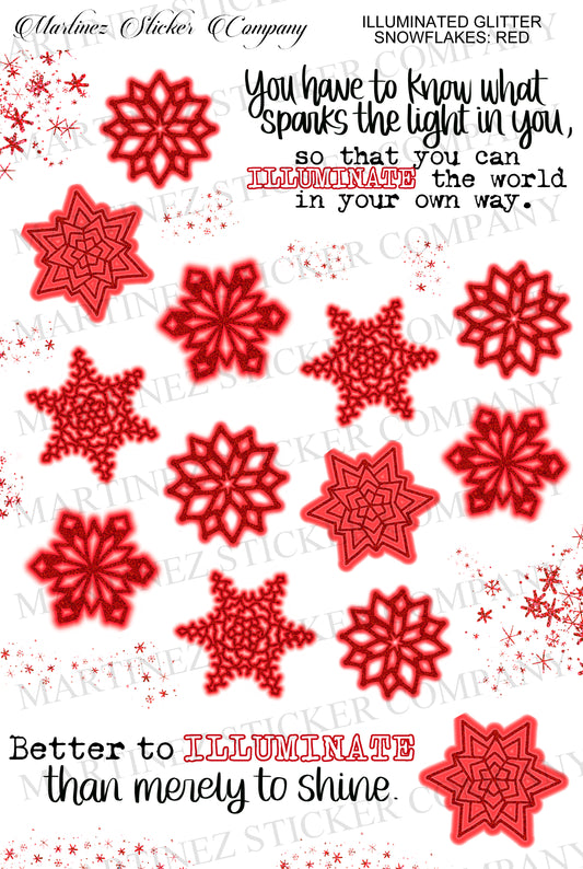 Illuminated Glitter Snowflakes Red