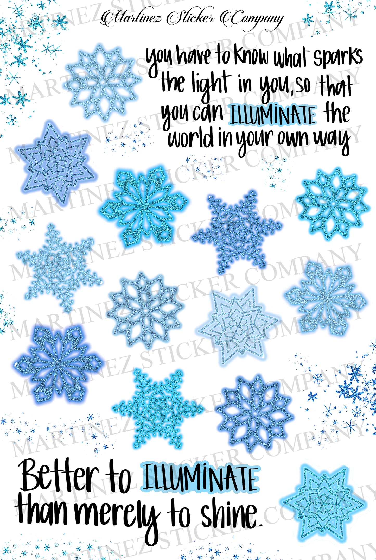 *PRINTABLE* Illuminated Glitter Snowflakes Blue