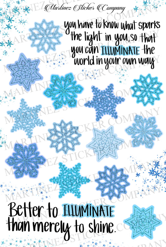 *PRINTABLE* Illuminated Glitter Snowflakes Blue