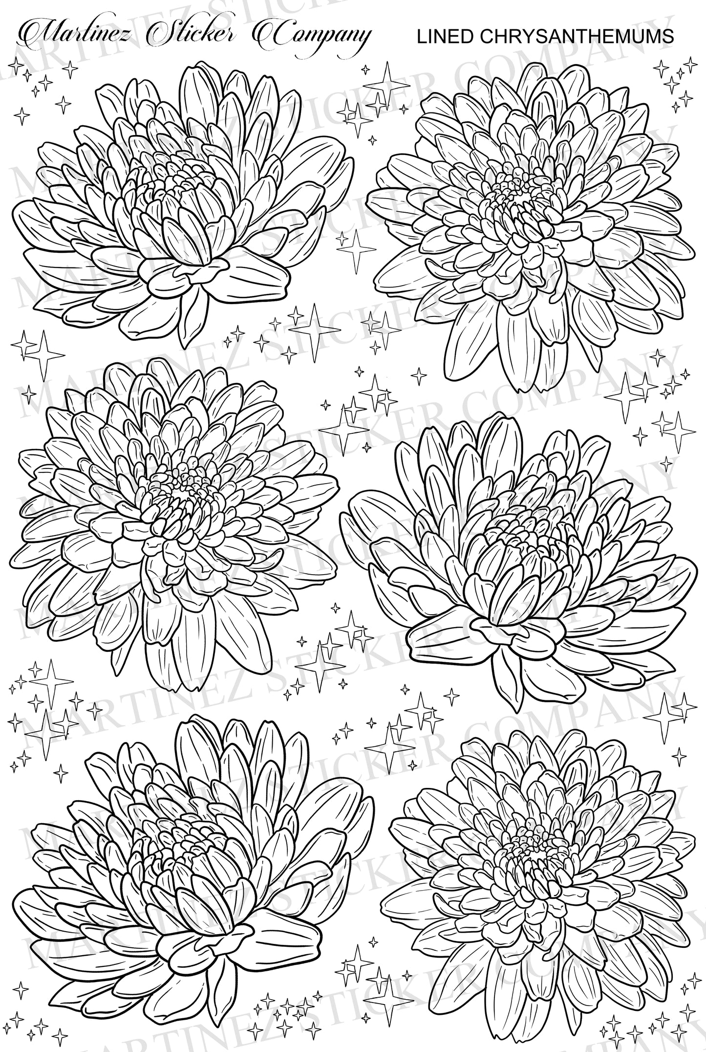 *PRINTABLE*  Lined Chrysanthemums