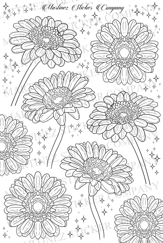 *PRINTABLE* Lined Gerbera Daisies