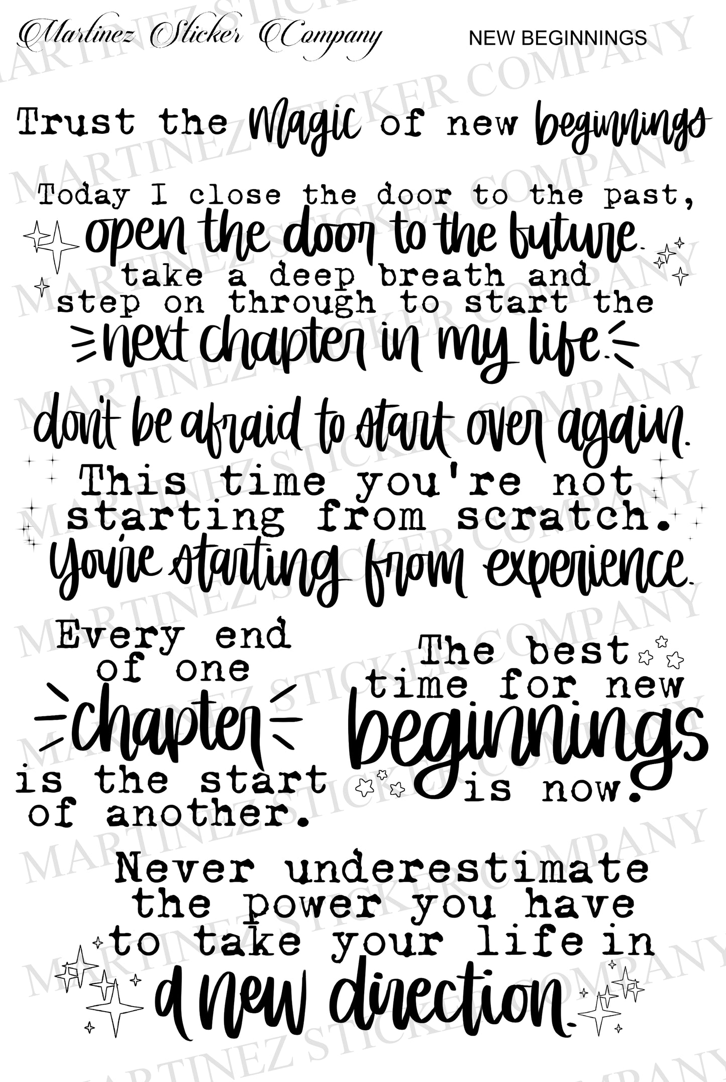 *PRINTABLE*  New Beginnings