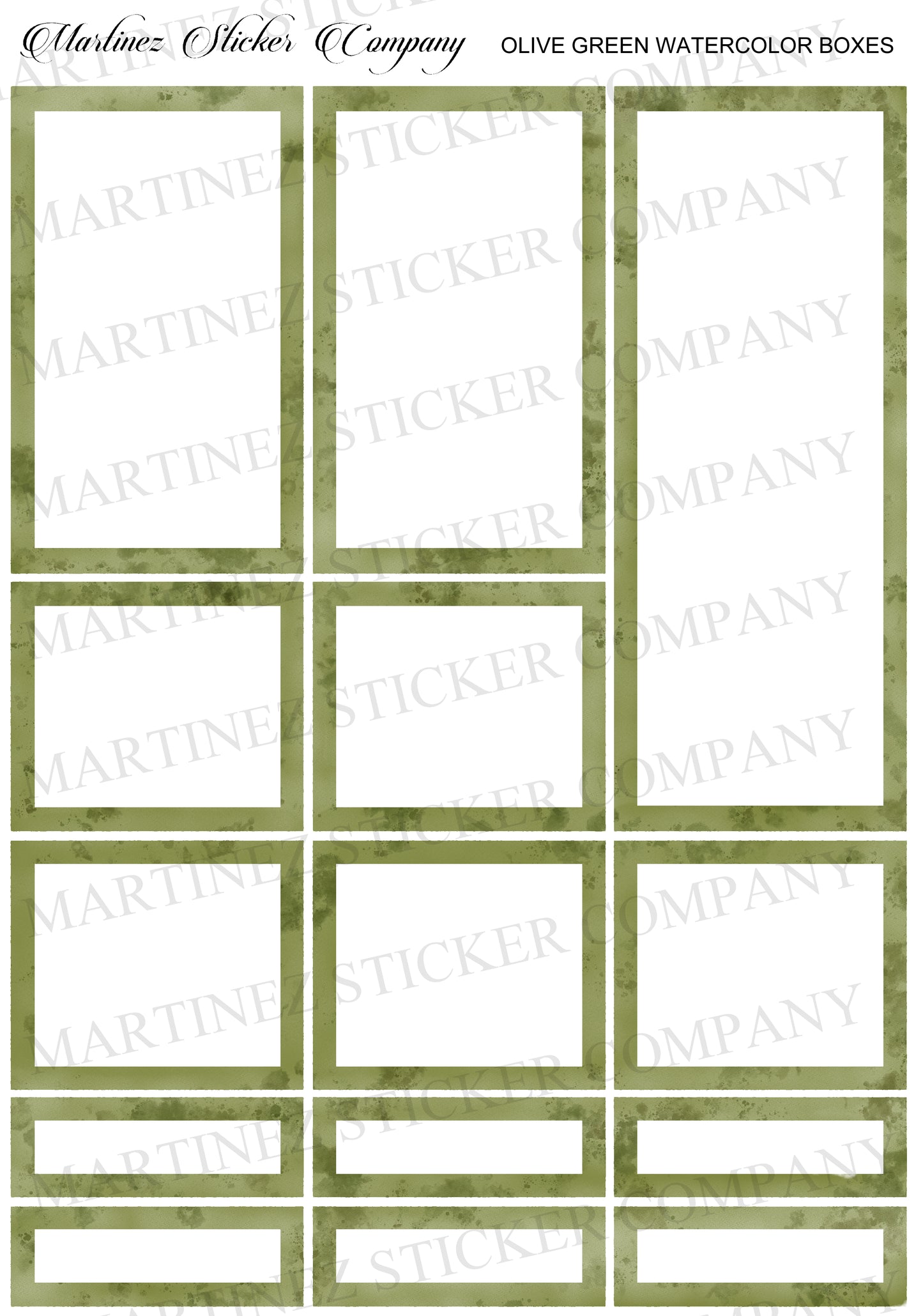 *PRINTABLE* Olive Green Watercolor Boxes