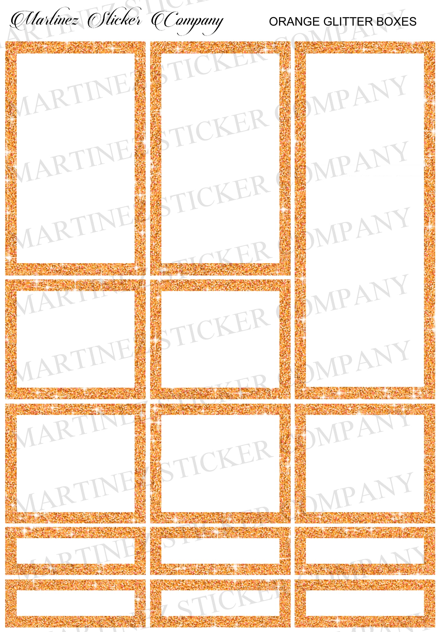 *PRINTABLE* Orange Glitter Boxes