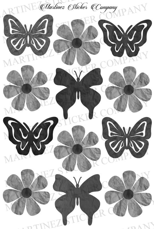 *PRINTABLE* Paper Butterflies and Flowers Dark