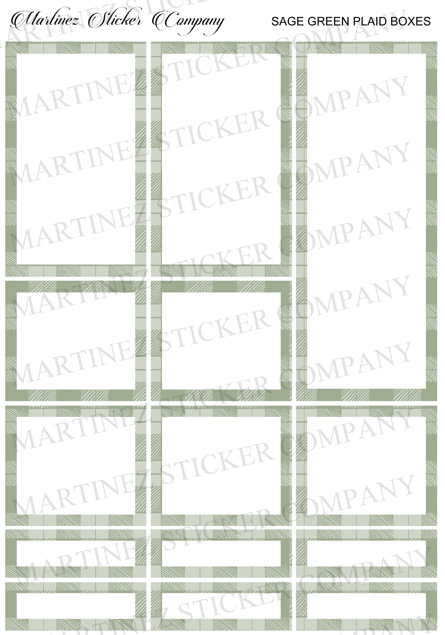 *PRINTABLE*  Sage Green Plaid Boxes