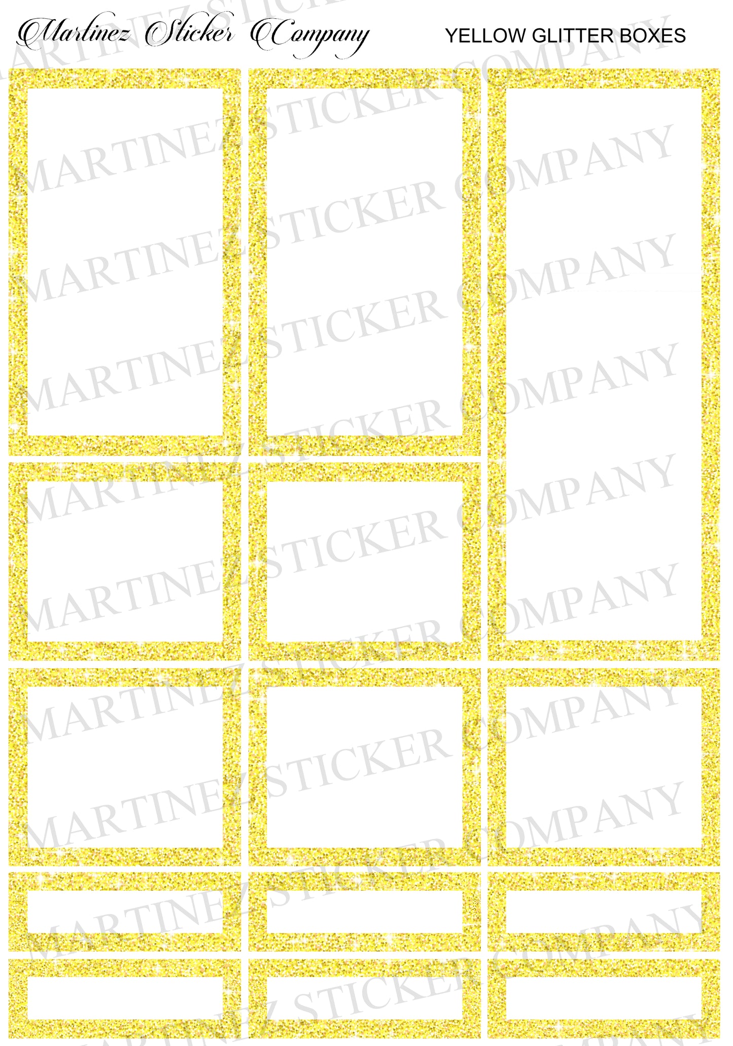 *PRINTABLE* Yellow Glitter Boxes