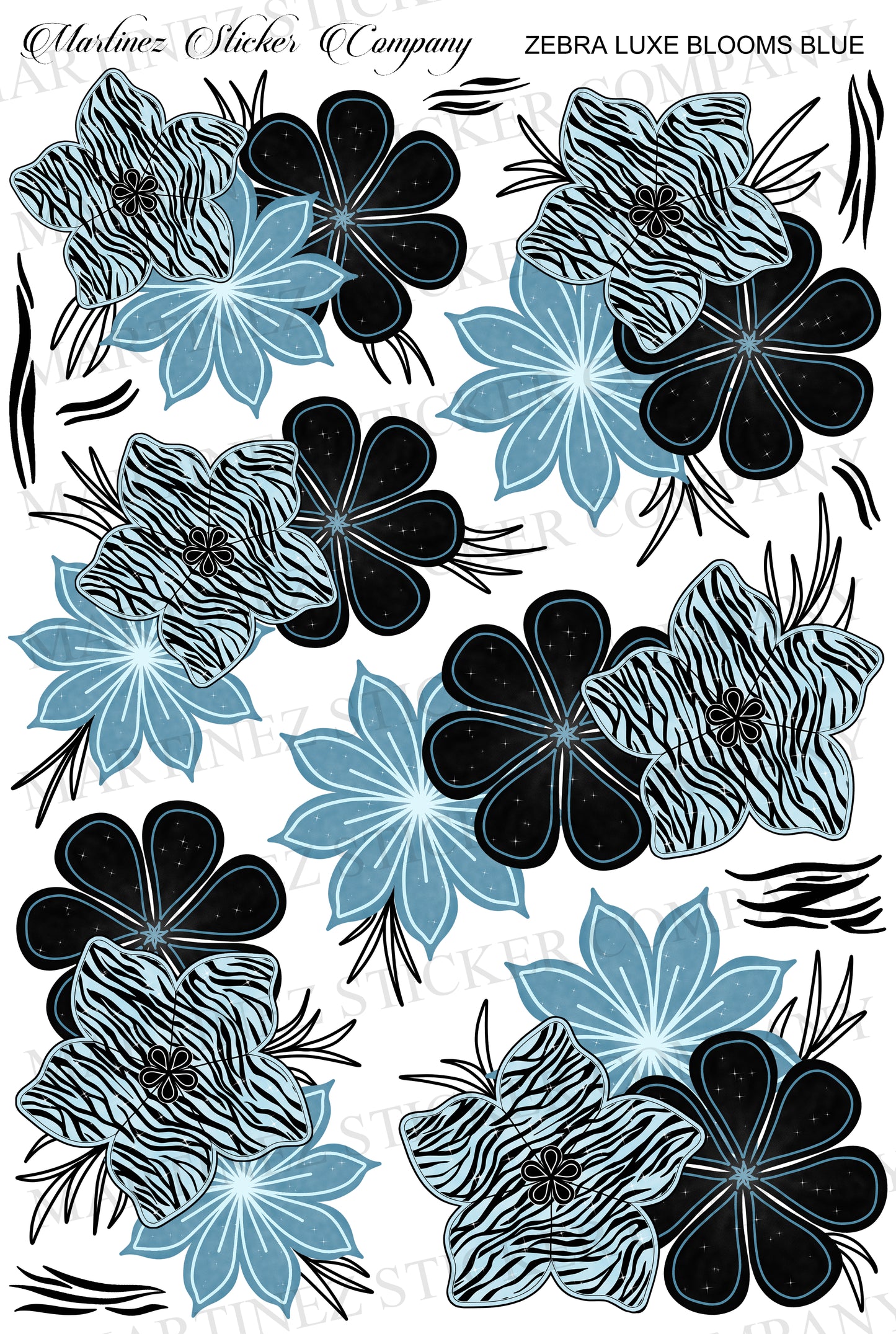 *PRINTABLE* Zebra Luxe Blooms Blue