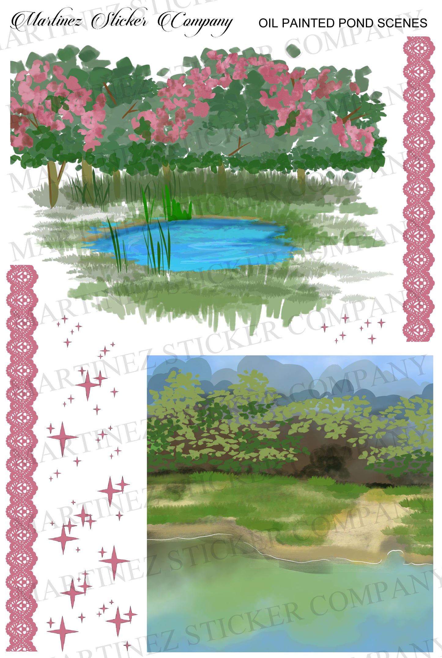 *PRINTABLE*  Oil Painted Pond Scenes