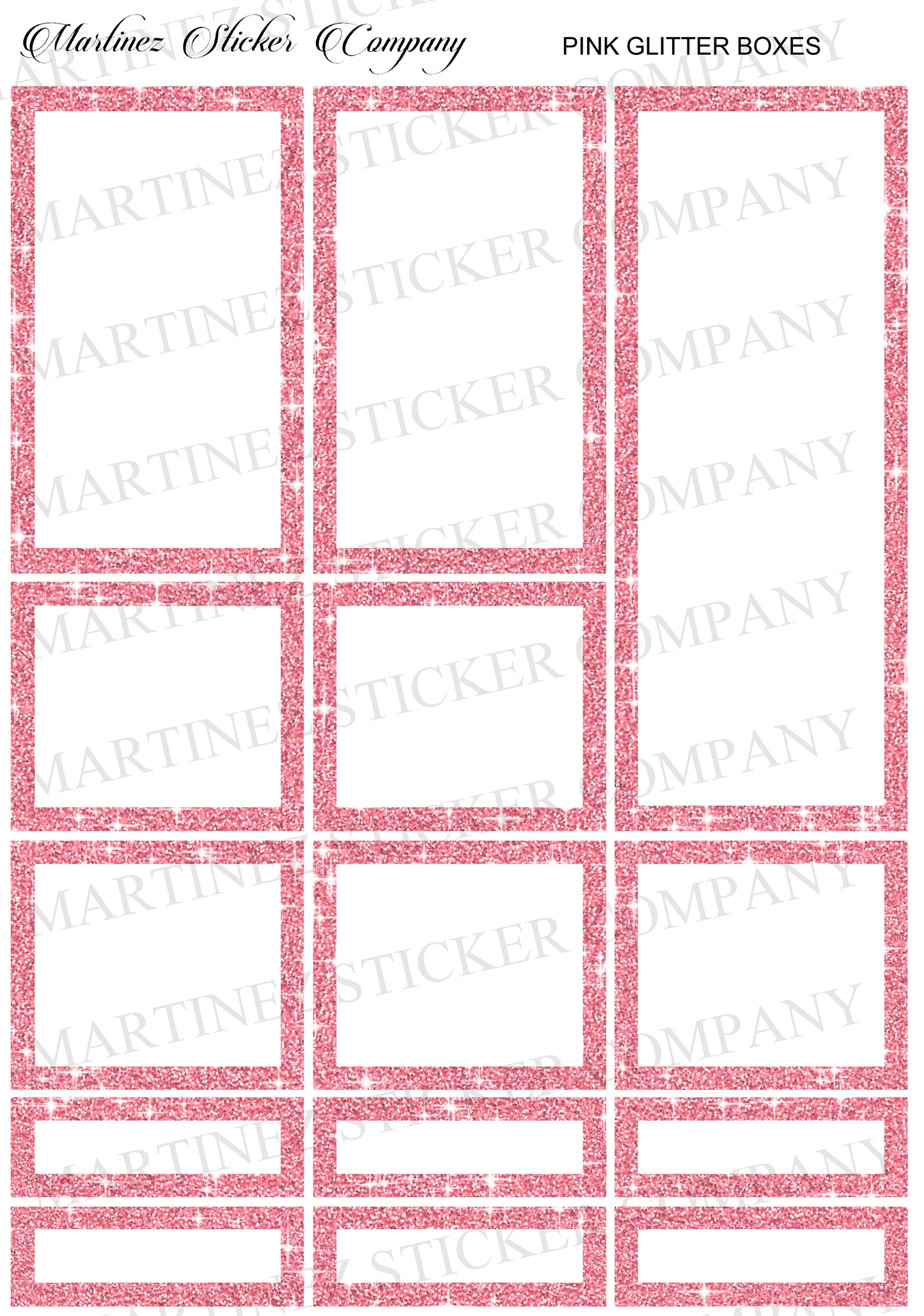 *PRINTABLE* Pink Glitter Boxes