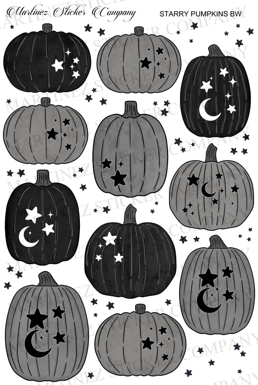 *PRINTABLE* Starry Pumpkins BW