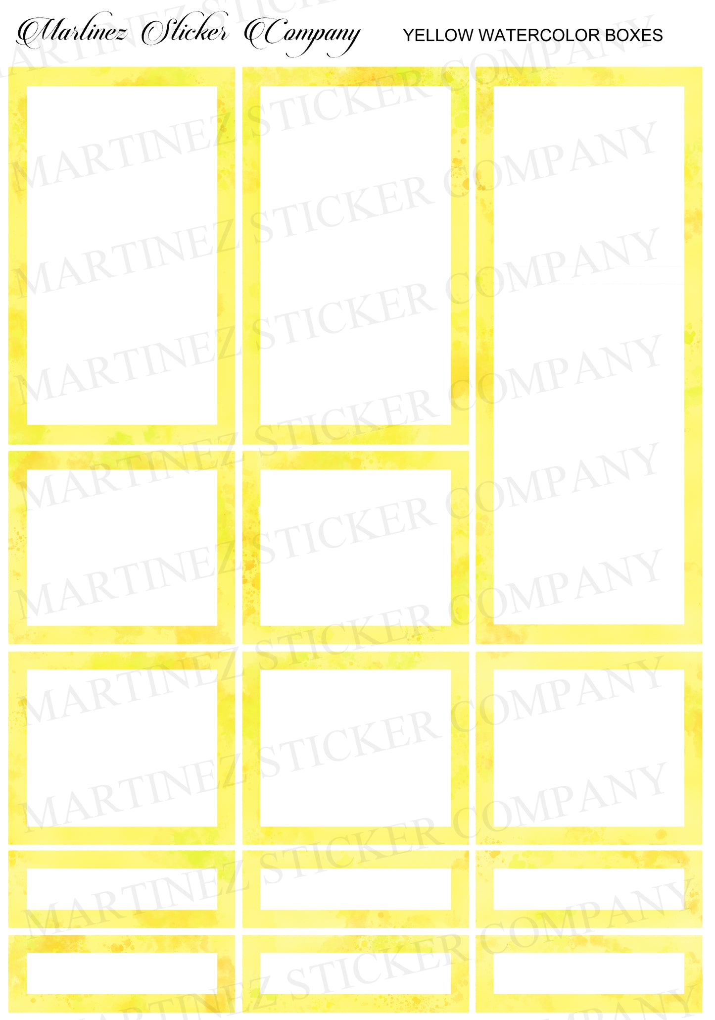 *PRINTABLE* Yellow Watercolor Boxes