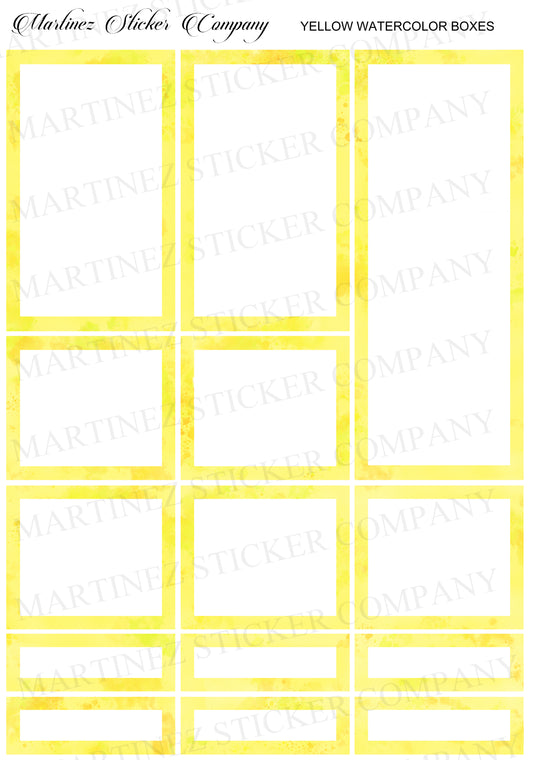 *PRINTABLE* Yellow Watercolor Boxes