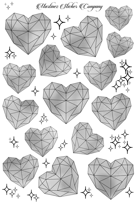 *PRINTABLE* Geometric Hearts BW