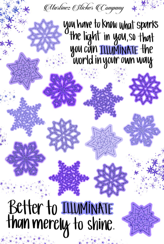 *PRINTABLE* Illuminated Glitter Snowflakes Purple