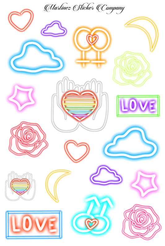 Neon Love Doodles