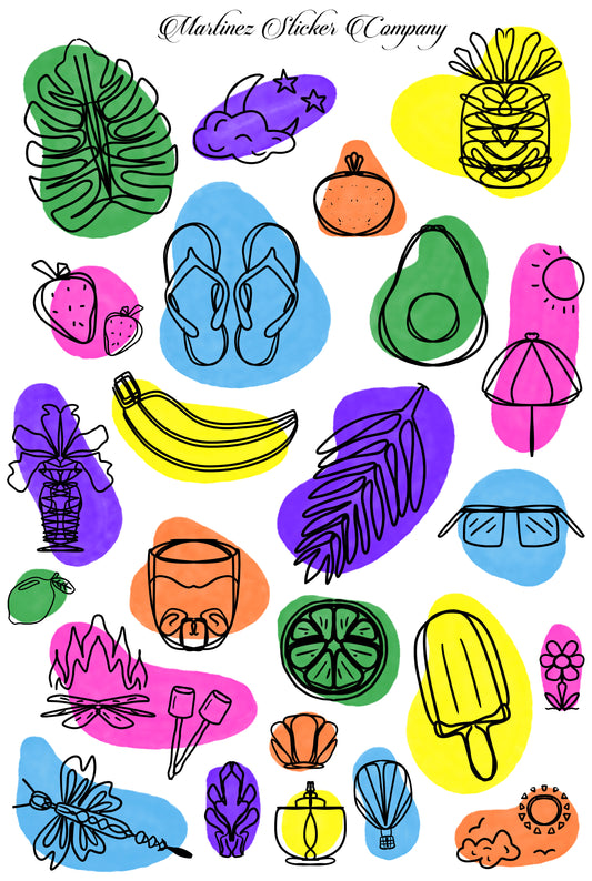 Tropical Summer Abstract Doodles