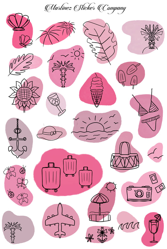 Pink Summer Abstract Doodles